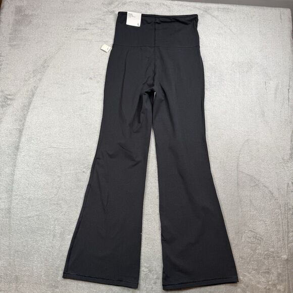 Aeropostale Aero Foldover Flare Leggings Women L Black Solid Stretch Adjustable - Picture 2 of 12